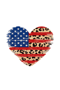 4th of July Cheetah American Flag Heart DTF ready to press iron on transfer for clothing t-shirts and hoodies