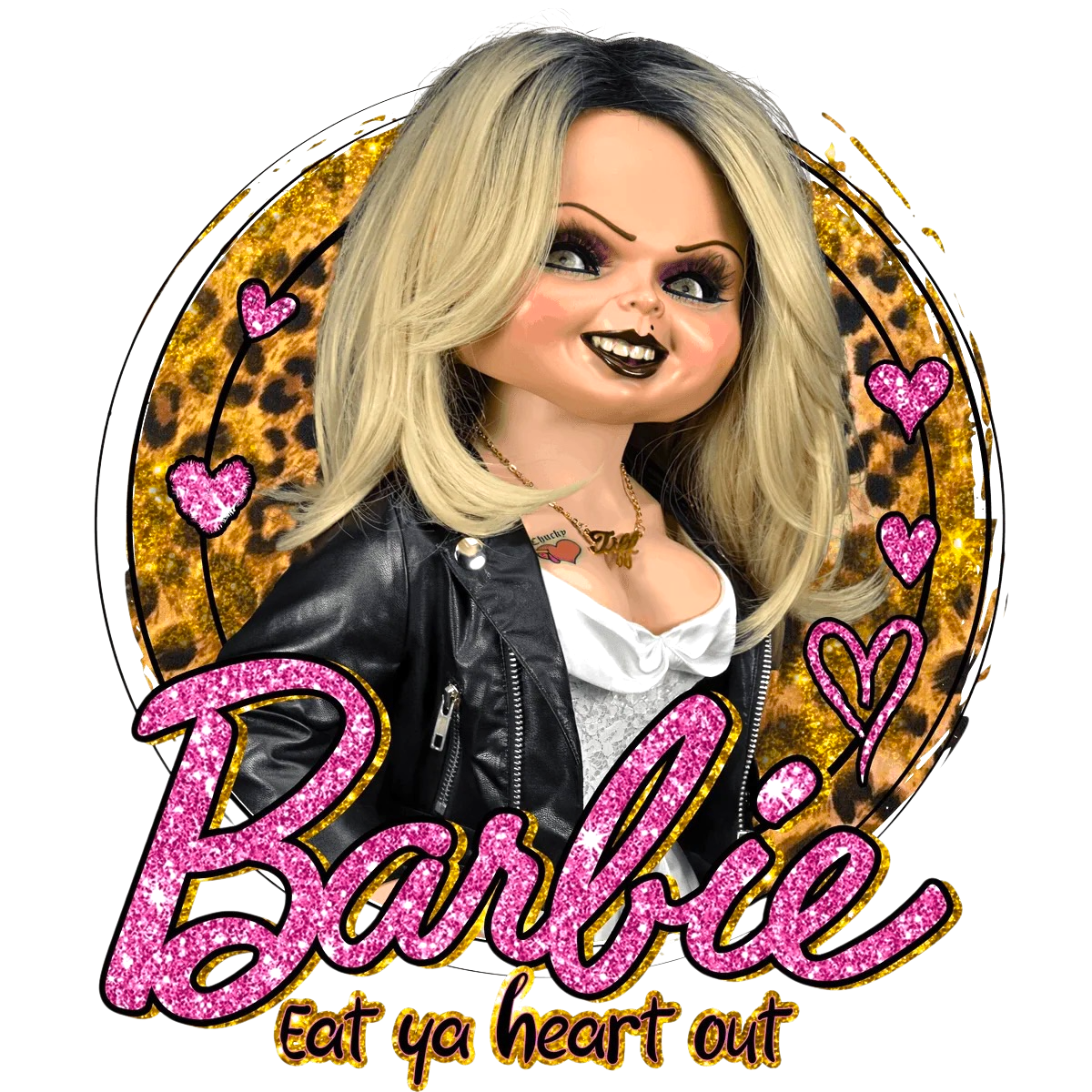 Tiffany Chucky's Bride Barbie Halloween DTF ready to press iron on transfer for clothing t-shirts and hoodies