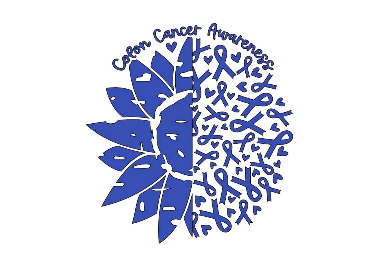 Colon Cancer Awareness Flower and Ribbons DTF ready to press iron on transfer for clothing t-shirts and hoodies