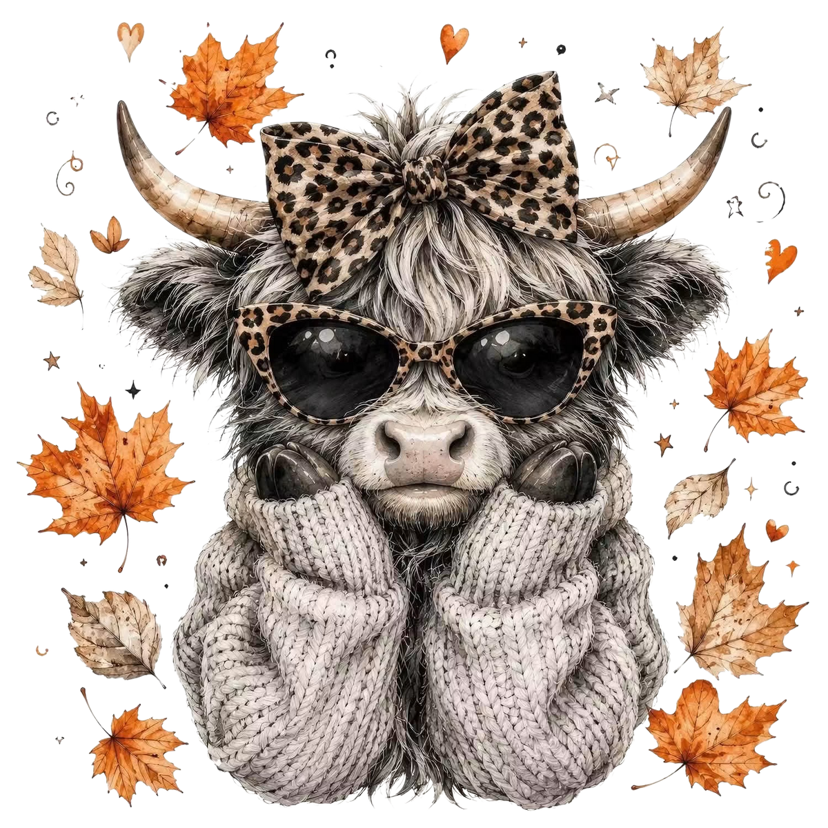 Fall Farm Cows DTF ready to press iron on transfer for clothing t-shirts and hoodies