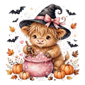 Cow Witch Brew Fall Halloween DTF ready to press iron on transfer for clothing t-shirts and hoodies