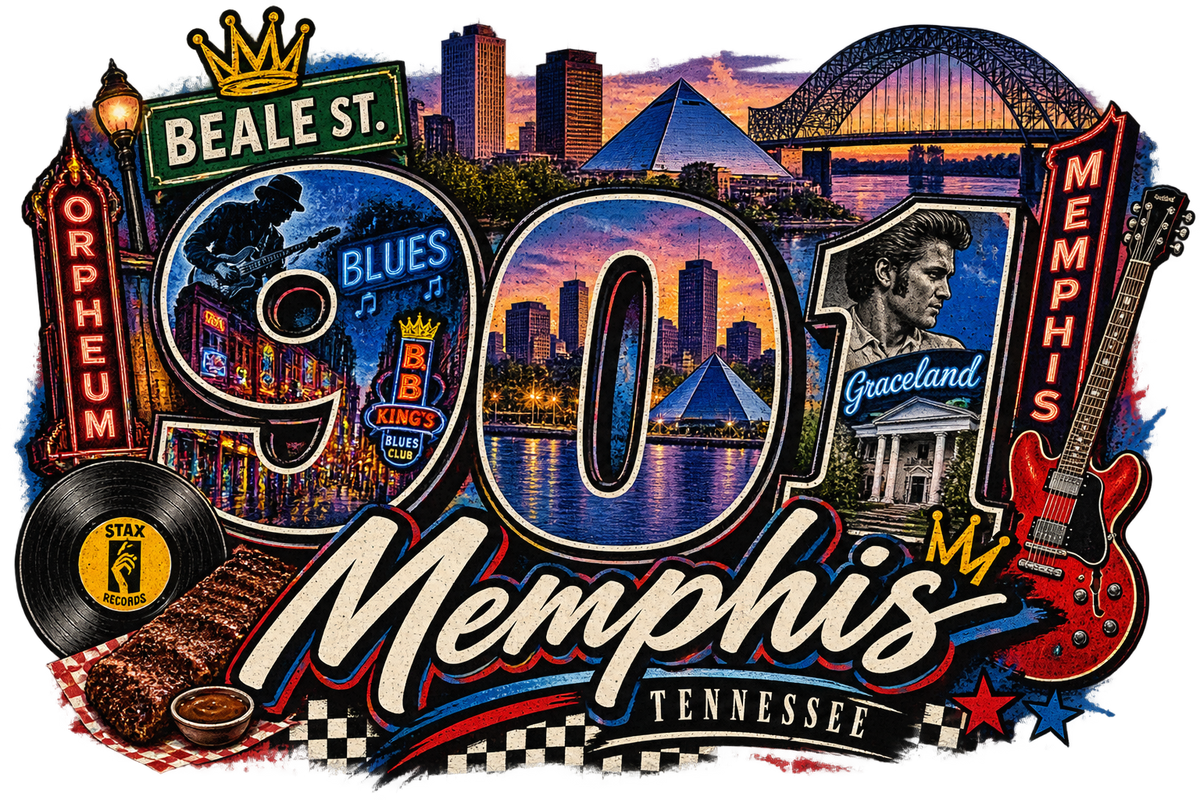 901 Day Memphis Tennessee DTF ready to press iron on transfer for clothing t-shirts and hoodies