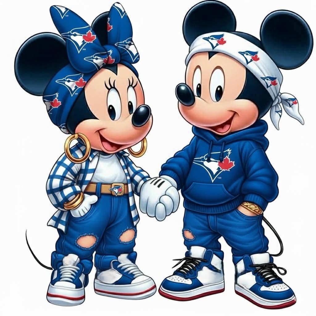 Disney Mickey Mouse and Minnie Mouse Toronto Blue Jays DTF ready to press iron on transfer for clothing t-shirts and hoodies (Copy)