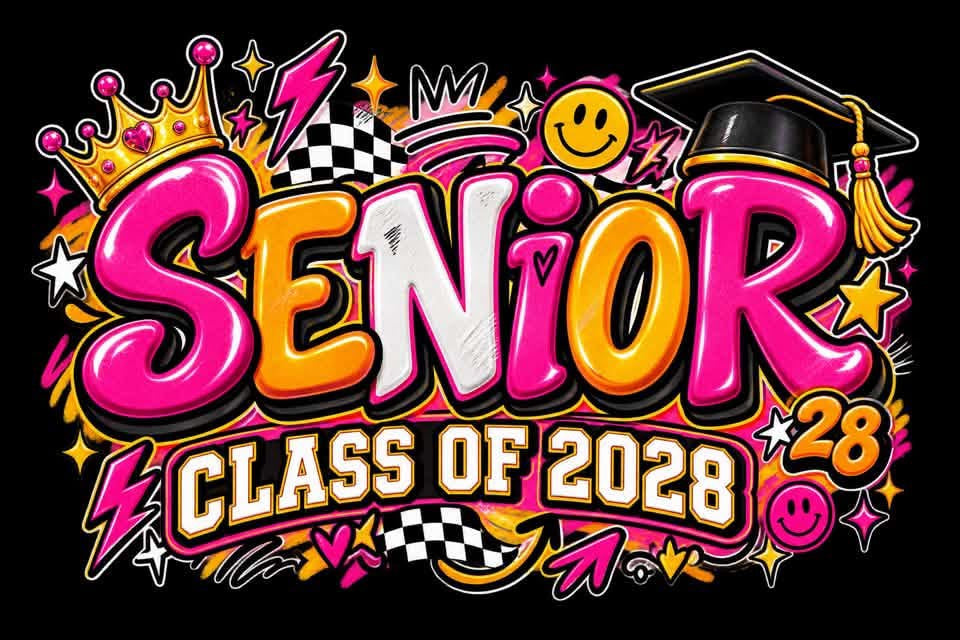 Senior 2028 DTF ready to press iron on transfer for clothing t-shirts and hoodies