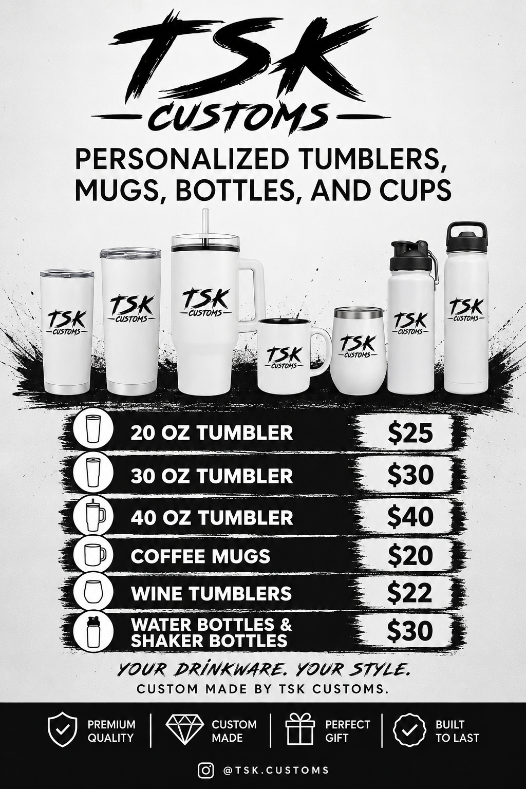 Customized Tumblers, mugs, bottles, and cups