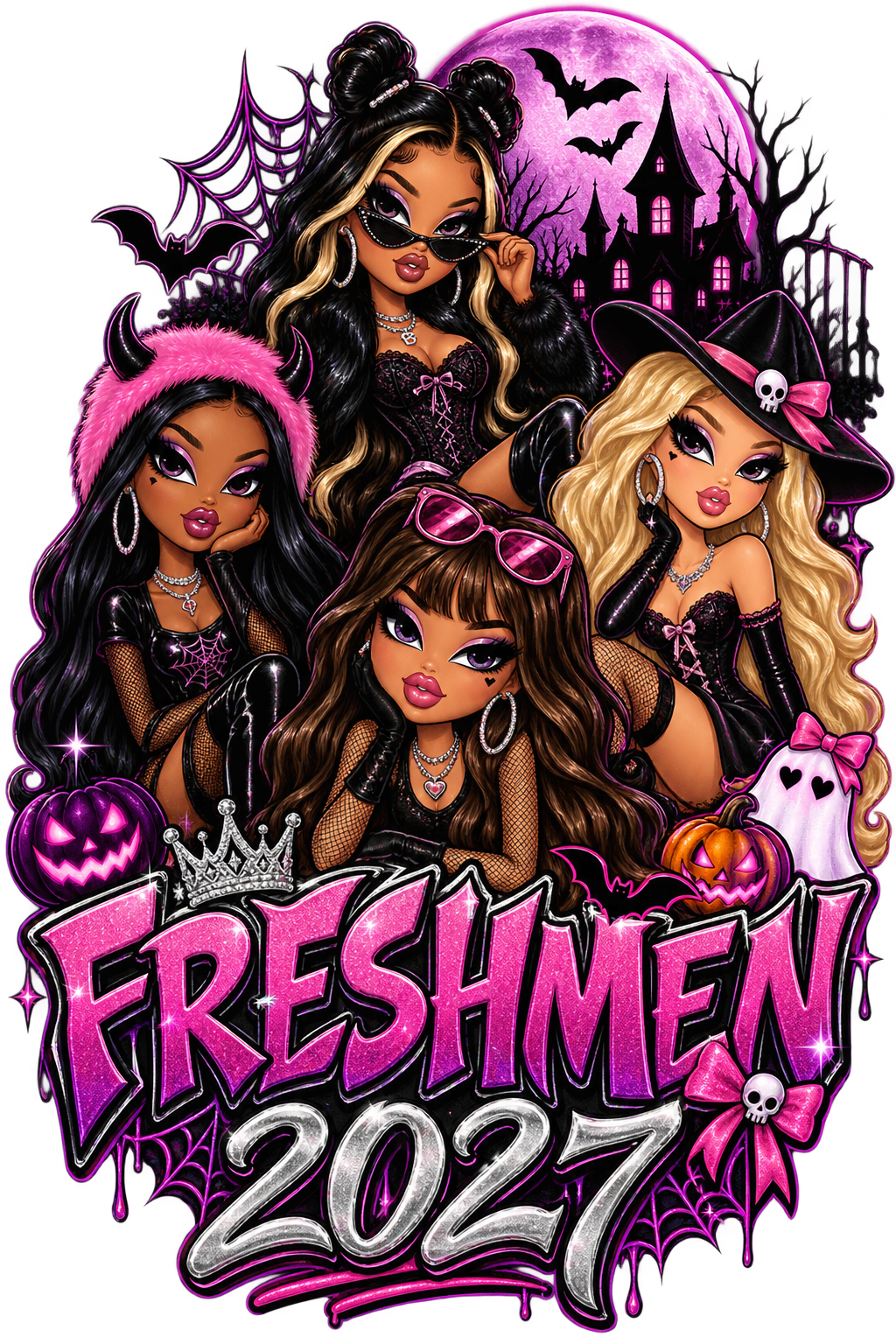 Freshmen 2027 Bratz DTF ready to press iron on transfer for clothing t-shirts and hoodies