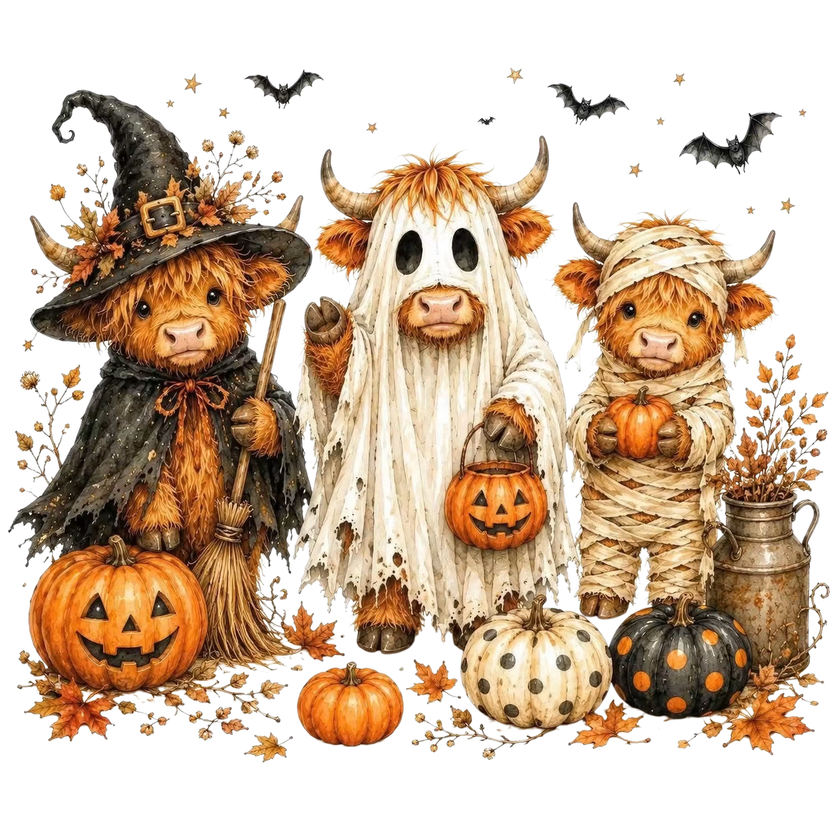 Fall Halloween Farm DTF ready to press iron on transfer for clothing t-shirts and hoodies