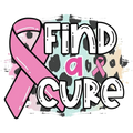 FIND A CURE Breast Cancer Awareness DTF ready to press iron on transfer for clothing t-shirts and hoodies