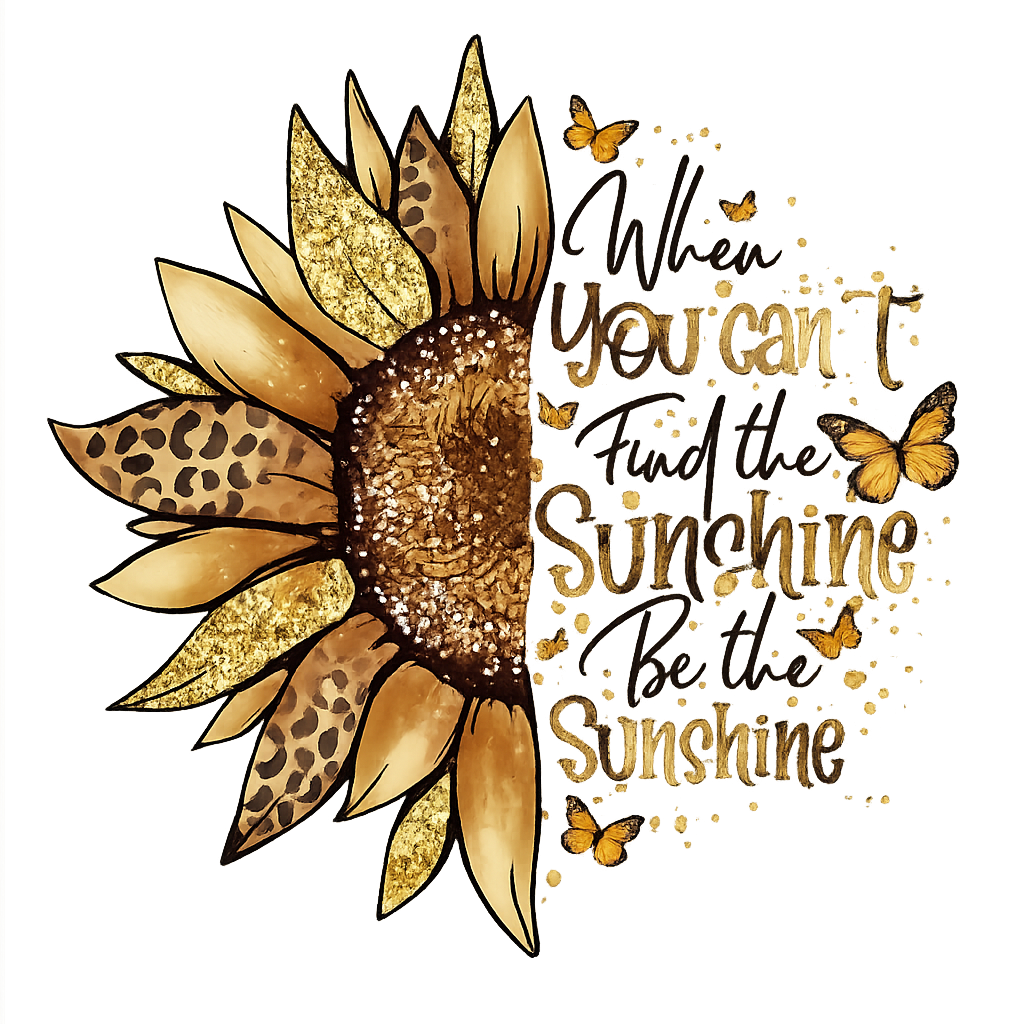 When you can't find the sunshine be the sunshine sunflower DTF ready to press iron on transfer for clothing t-shirts and hoodies