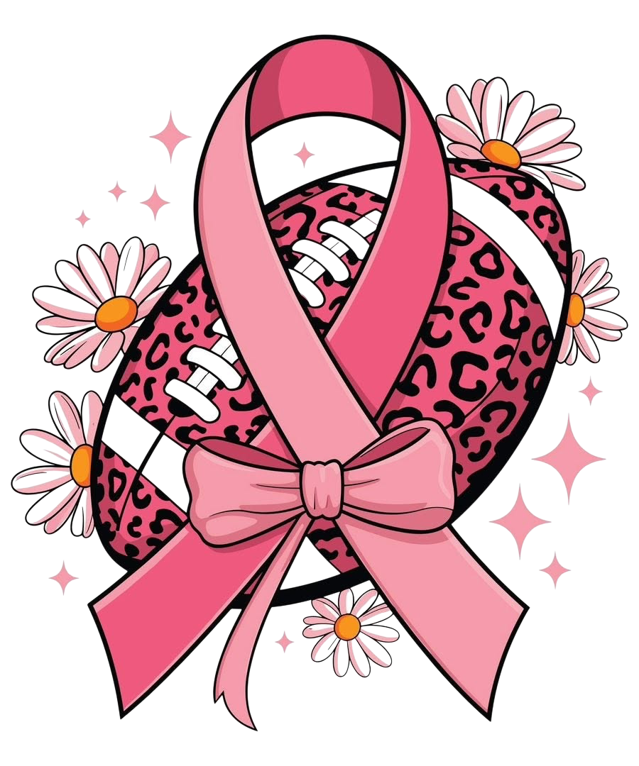 Breast Cancer Awareness Tackle Cancer Foot Ball DTF ready to press iron on transfer for clothing t-shirts and hoodies