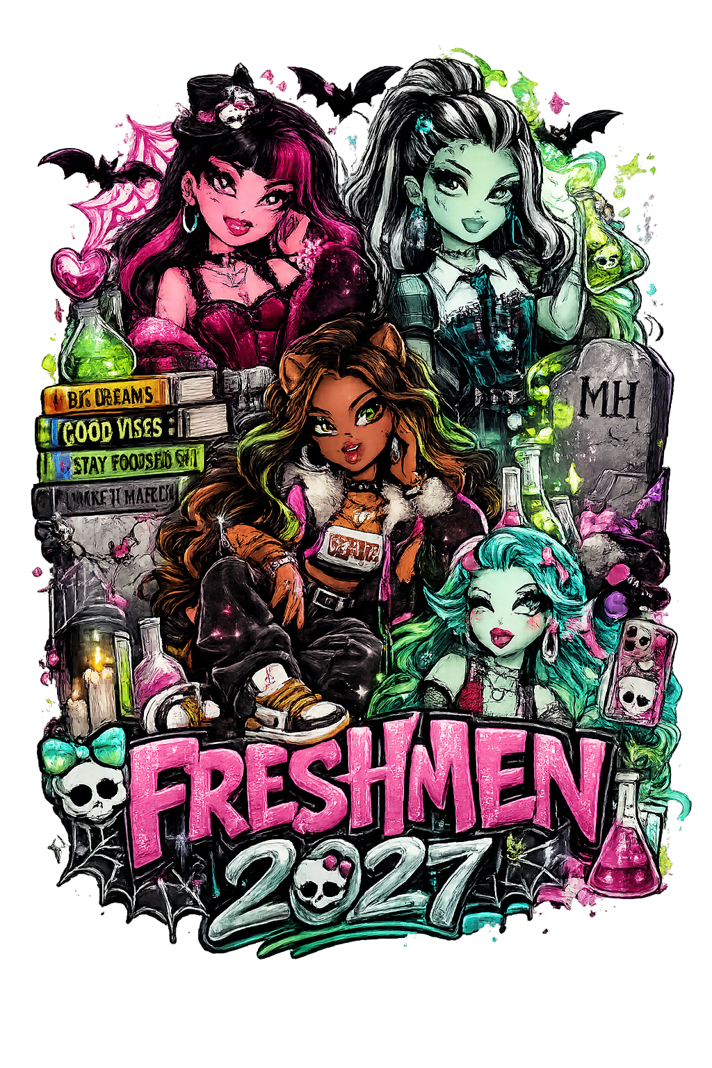 Freshman Monster High DTF ready to press iron on transfer for clothing t-shirts and hoodies