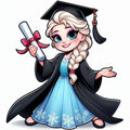 Graduating Elsa Frozen DTF ready to press iron on transfer for clothing t-shirts and hoodies