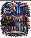 Remembering 9/11 DTF ready to press iron on transfer for clothing t-shirts and hoodies