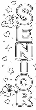 Senior DTF iron on (can be used for outline for hand painted jeans) use on tshirts, jeans, hoodies, etc 10.5”x4”
