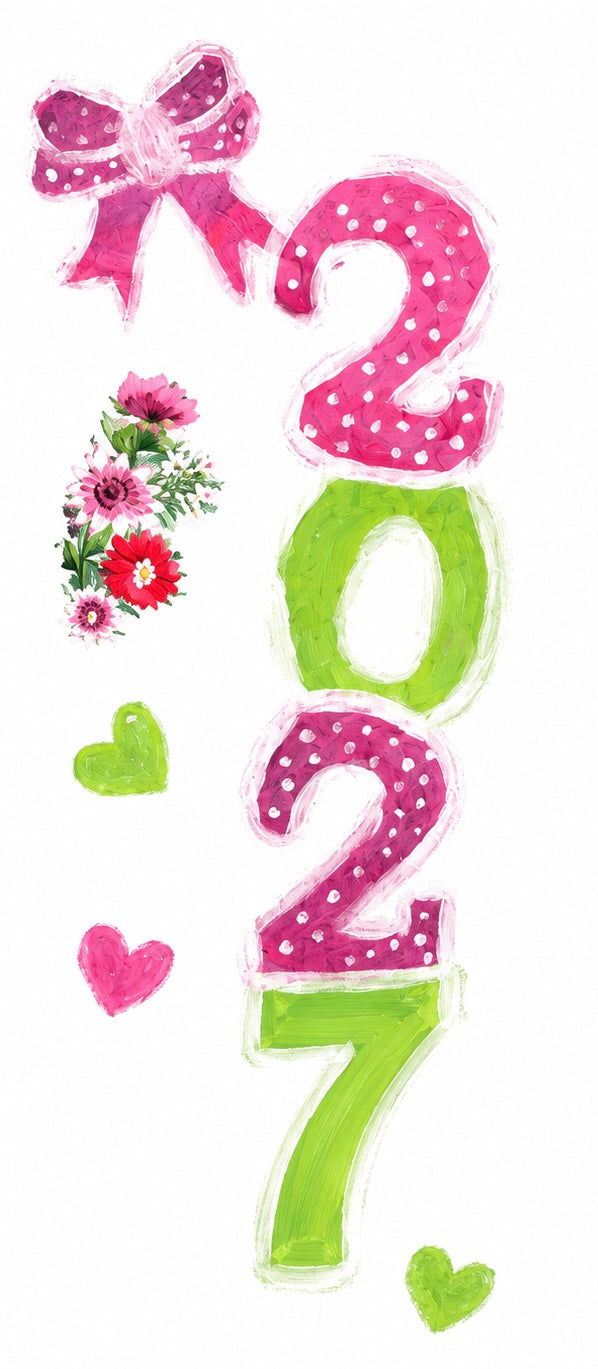 Senior 2027 bundle (2 pack) hand painted look DTF iron on use on tshirts, jeans, hoodies, etc 10.5”x4”
