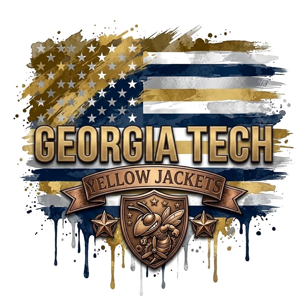 Georgia Tech Yellow Jackets  DTF ready to press iron on transfer for clothing t-shirts and hoodies