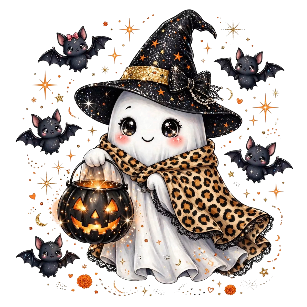 Ghost Halloween DTF ready to press iron on transfer for clothing t-shirts and hoodies