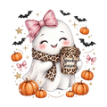 Girly Ghost Halloween Fall DTF ready to press iron on transfer for clothing t-shirts and hoodies