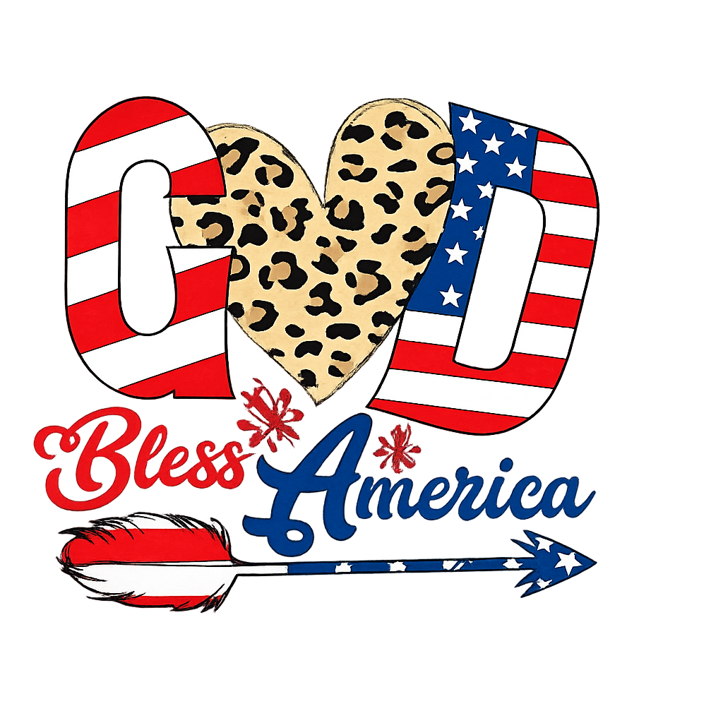 God Bless America 4th of July DTF ready to press iron on transfer for clothing t-shirts and hoodies