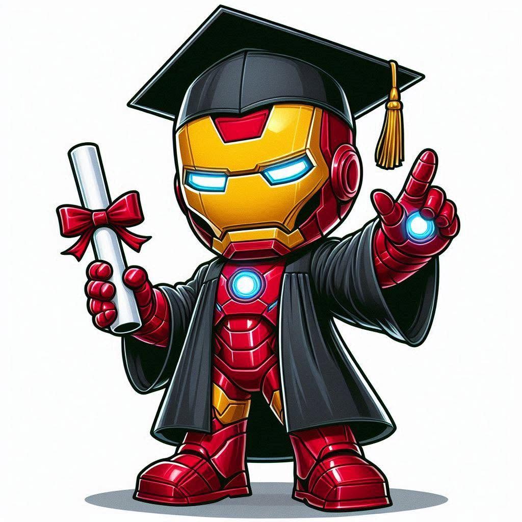 Graduating Iron Man DTF ready to press iron on transfer for clothing t-shirts and hoodies