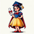 Graduating Snow White DTF ready to press iron on transfer for clothing t-shirts and hoodies