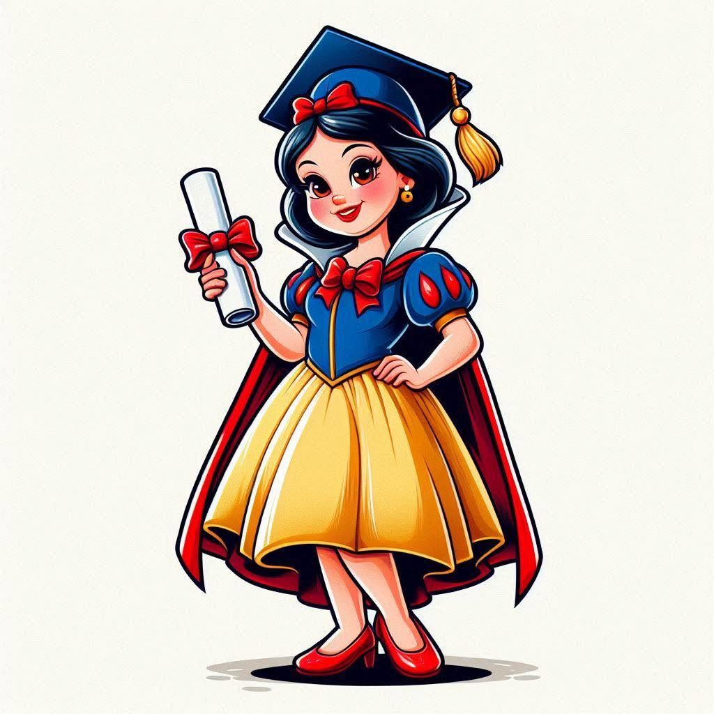 Graduating Snow White DTF ready to press iron on transfer for clothing t-shirts and hoodies