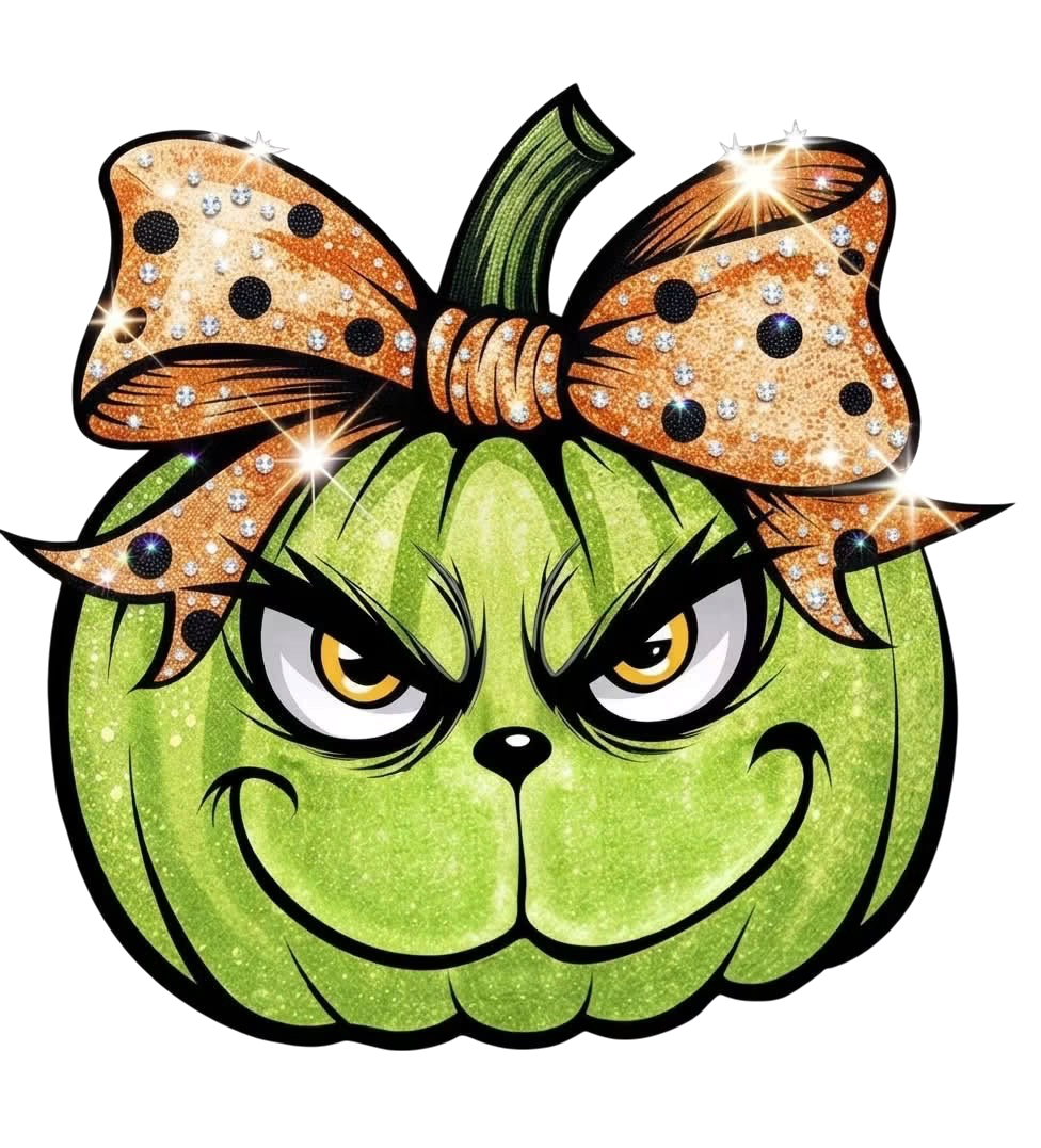 Grinch Jack-O-Lantern Halloween Christmas DTF ready to press iron on transfer for clothing t-shirts and hoodies