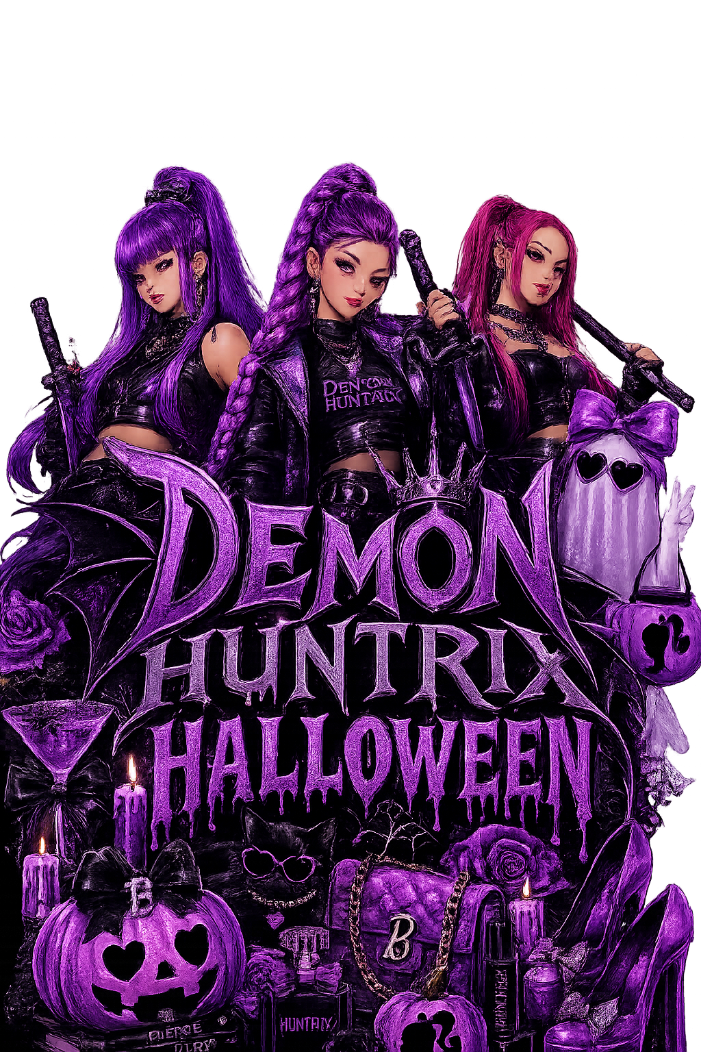 Halloween Demon Huntrix Halloween DTF ready to press iron on transfer for clothing t-shirts and hoodies