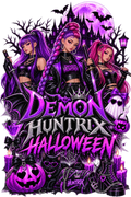 Demon Huntrix Halloween DTF ready to press iron on transfer for clothing t-shirts and hoodies