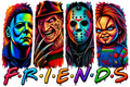 Halloween Killer Friends DTF ready to press iron on transfer for clothing t-shirts and hoodies