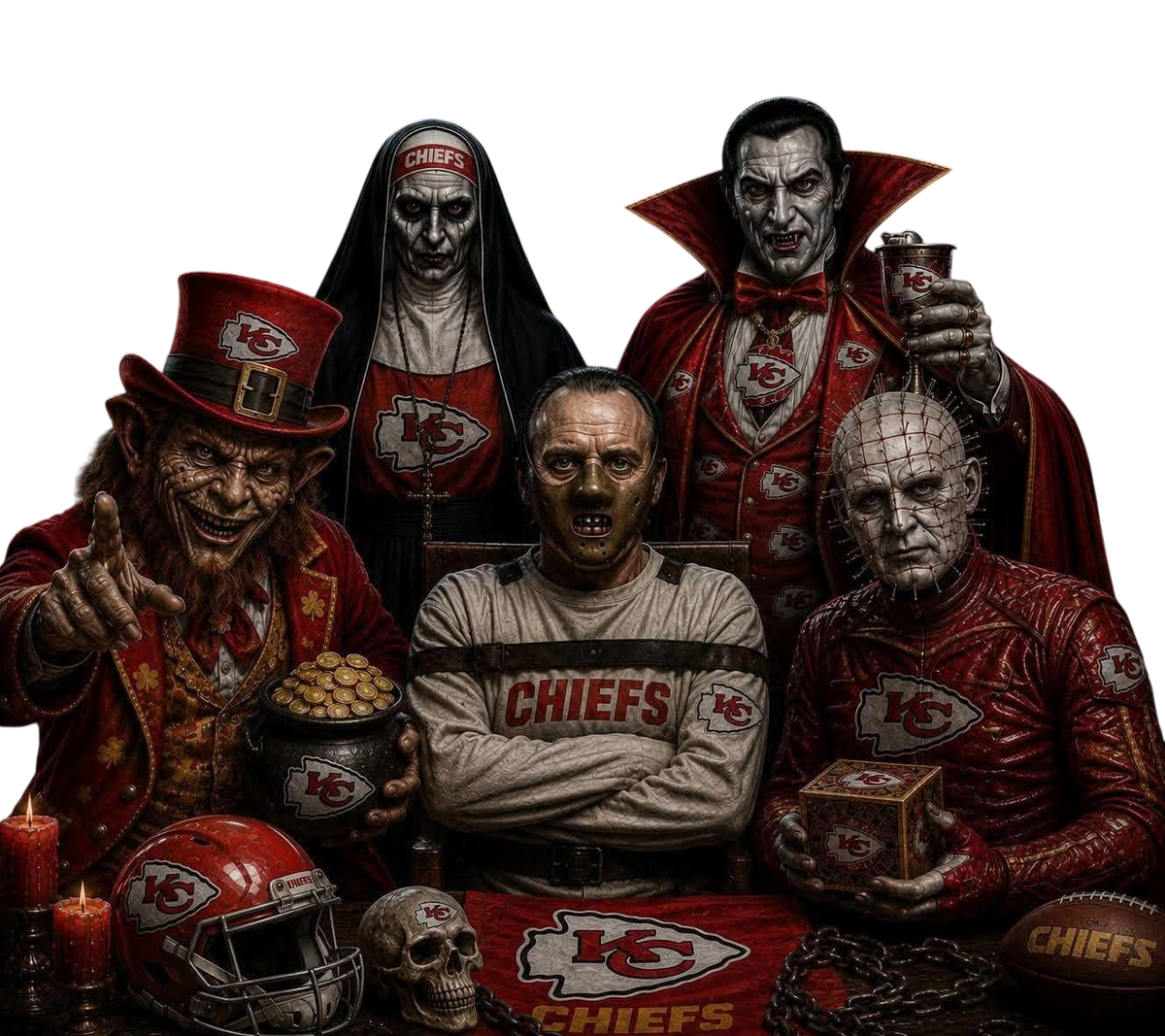 Halloween Kansas City Chiefs Football DTF ready to press iron on transfer for clothing t-shirts and hoodies