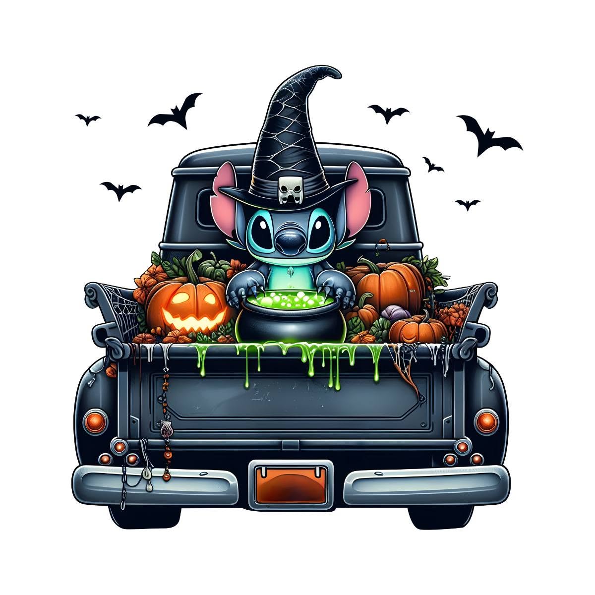 Halloween Stitch DTF ready to press iron on transfer for clothing t-shirts and hoodies