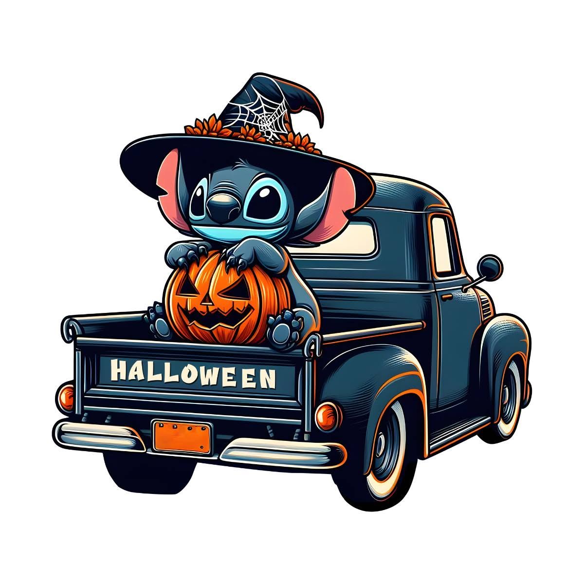 Halloween Stitch DTF ready to press iron on transfer for clothing t-shirts and hoodies