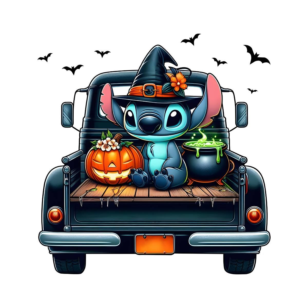 Halloween Stitch DTF ready to press iron on transfer for clothing t-shirts and hoodies