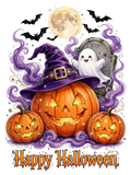 Happy Halloween Fall DTF ready to press iron on transfer for clothing t-shirts and hoodies