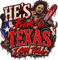 Halloween He's from Texas I can tell DTF ready to press iron on transfer for clothing t-shirts and hoodies