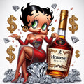 Betty Boop Hennessy DTF ready to press iron on transfer for clothing t-shirts and hoodies
