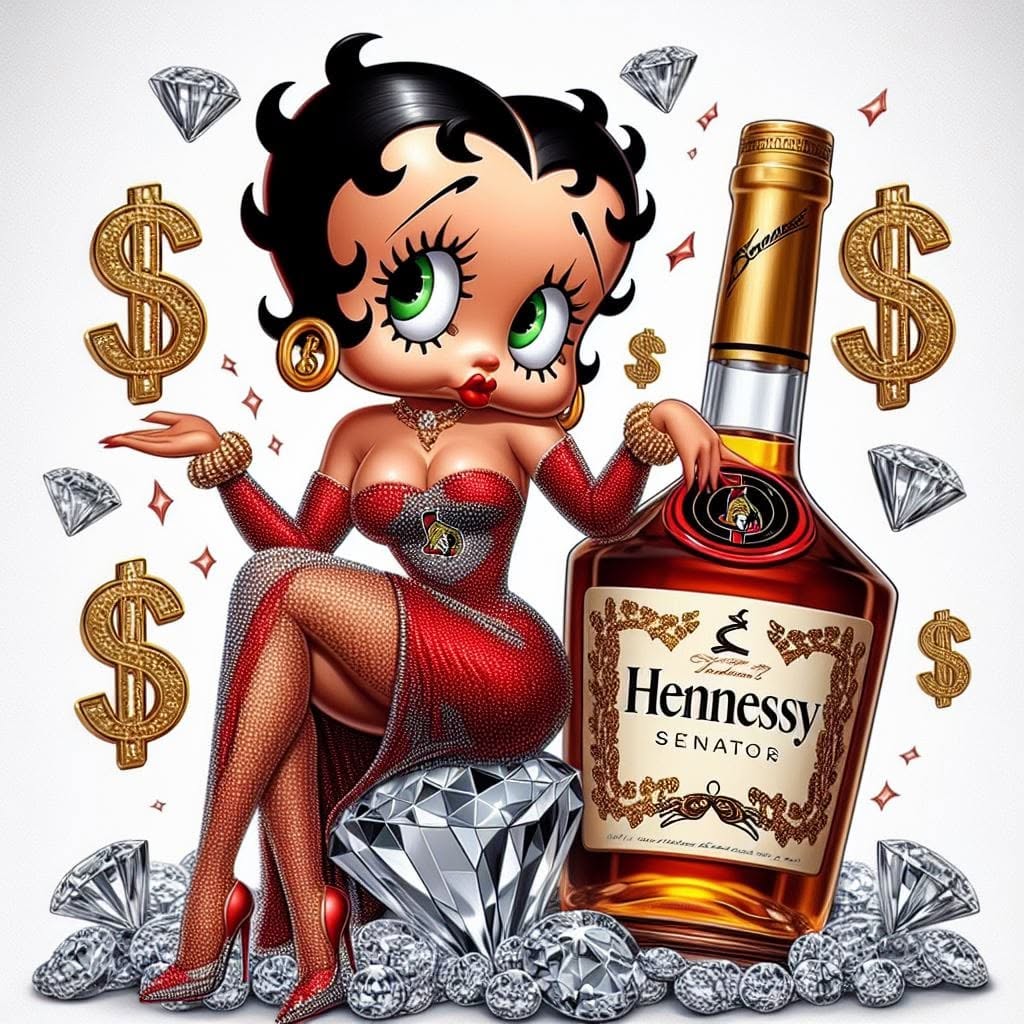 Betty Boop Hennessy DTF ready to press iron on transfer for clothing t-shirts and hoodies