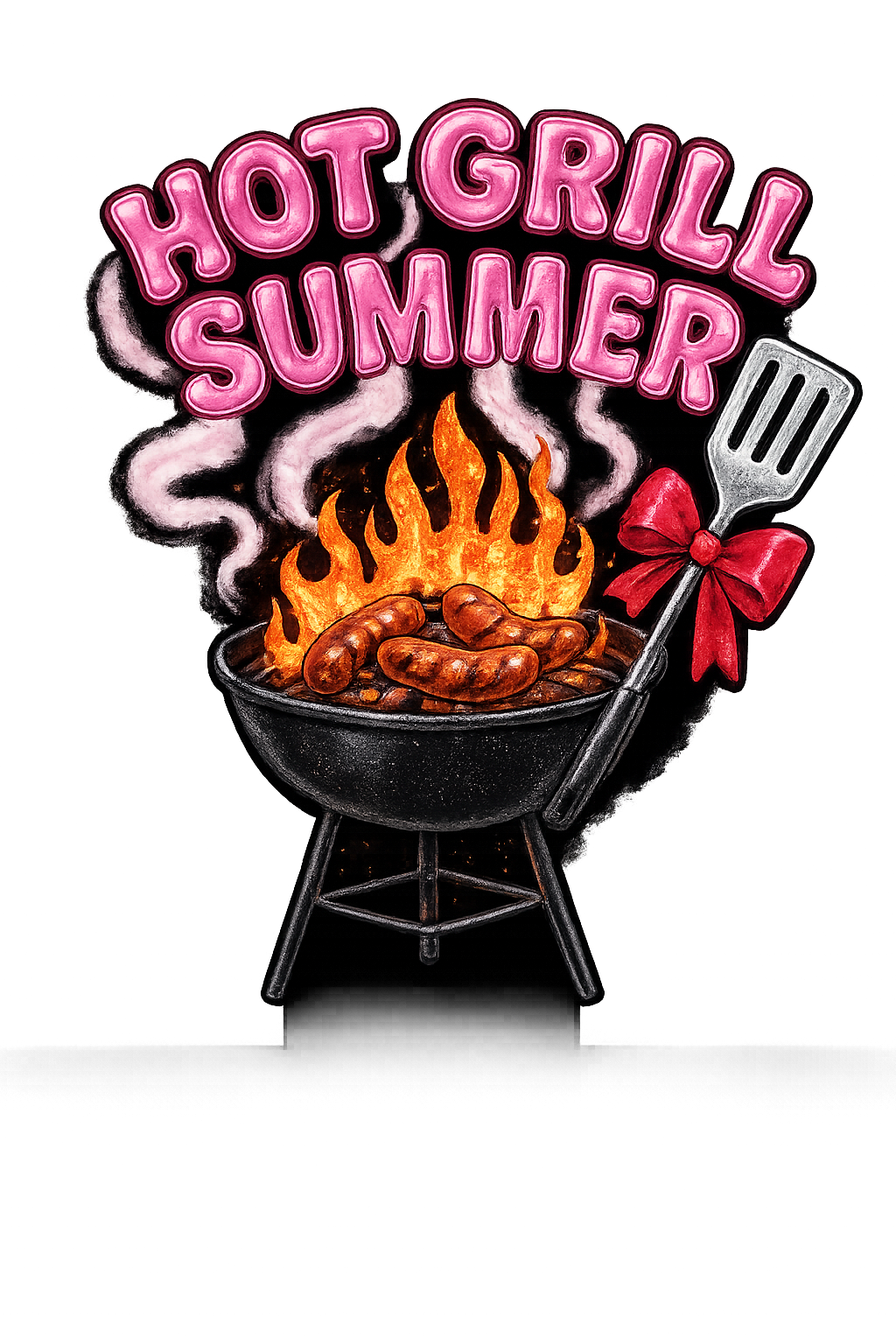Hot Grill Summer pink DTF iron on transfer for clothing t-shirts etc