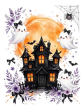 Haunted House Halloween DTF ready to press iron on transfer for clothing t-shirts and hoodies