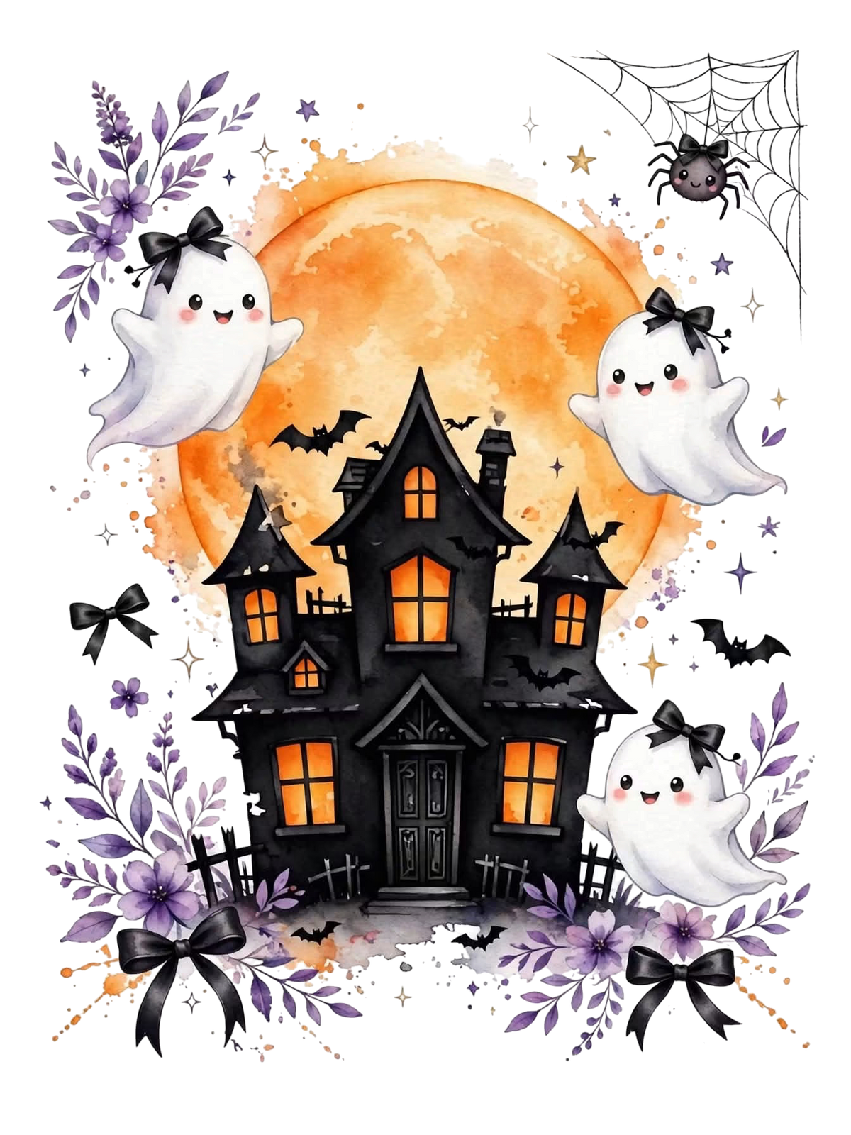 Haunted House Halloween DTF ready to press iron on transfer for clothing t-shirts and hoodies