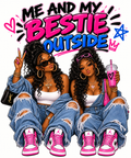 Me and bestie outside ready to press iron on transfer for clothing t-shirts and hoodies