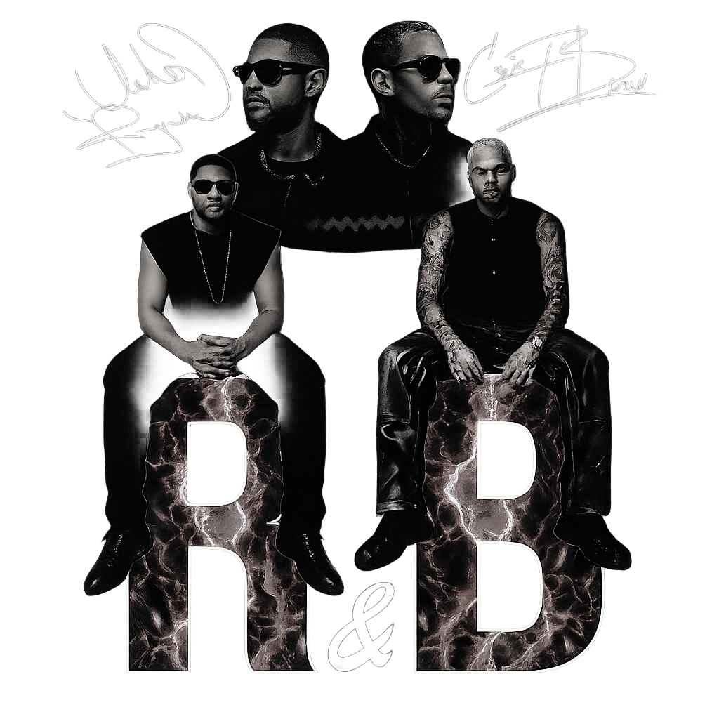 2026 Chris Brown and Usher R&B Tour concert 2026 B/W lightening splash DTF Ready to press iron on transfer for clothing t-shirts and hoodies