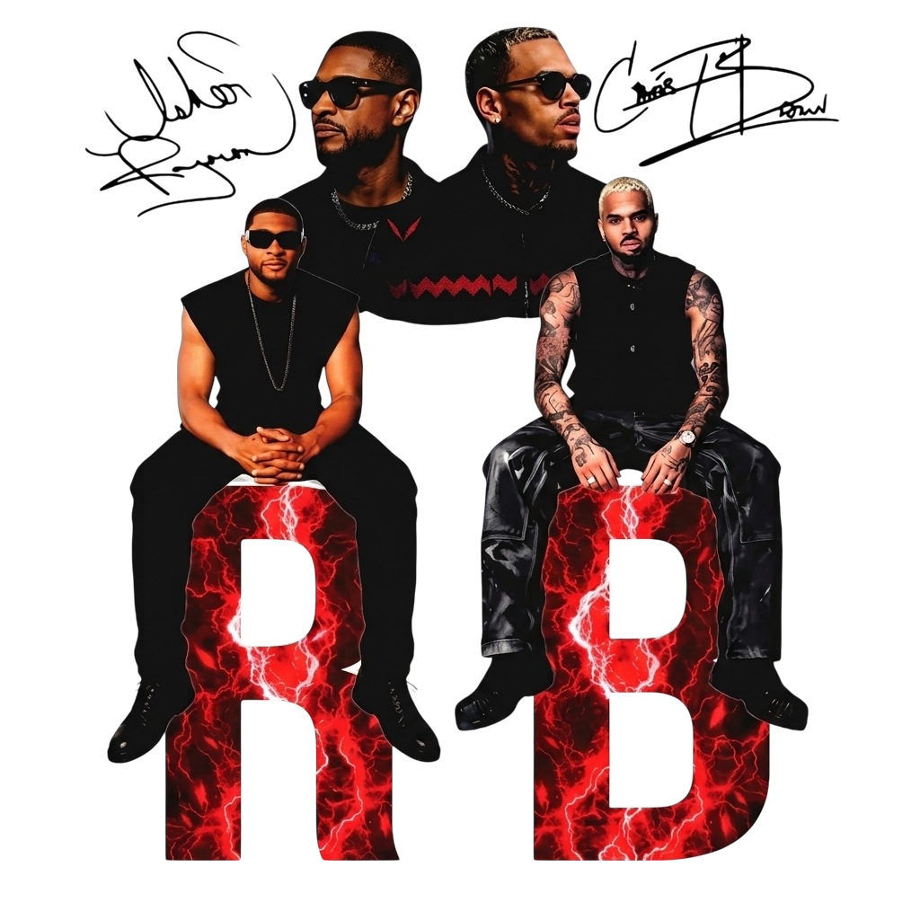 2026 Chris Brown and Usher R&B Tour concert 2026 red lightening splash DTF Ready to press iron on transfer for clothing t-shirts and hoodies