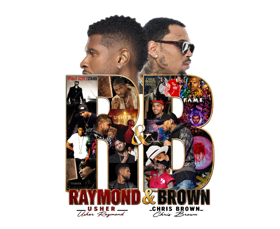 2026 Chris Brown and Usher R&B Tour concert 2026 red/black splash DTF Ready to press iron on transfer for clothing t-shirts and hoodies