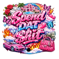 SPEND DAT DTF ready to press iron on transfer for clothing t-shirts and hoodies