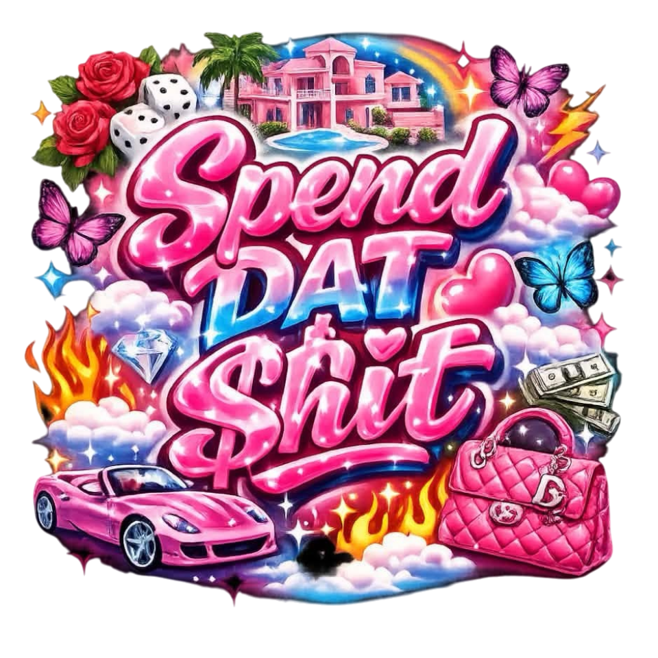 SPEND DAT DTF ready to press iron on transfer for clothing t-shirts and hoodies