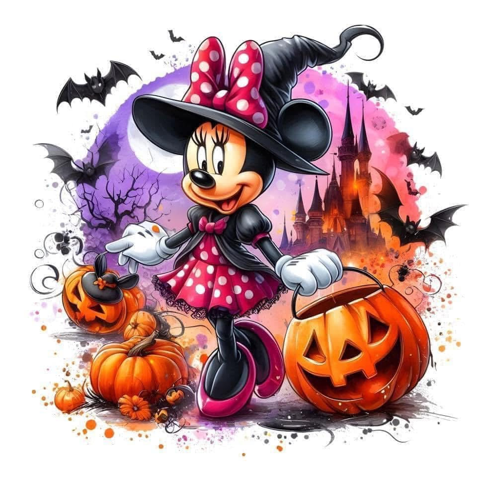 Minnie Halloween DTF ready to press iron on transfer for clothing t-shirts and hoodies