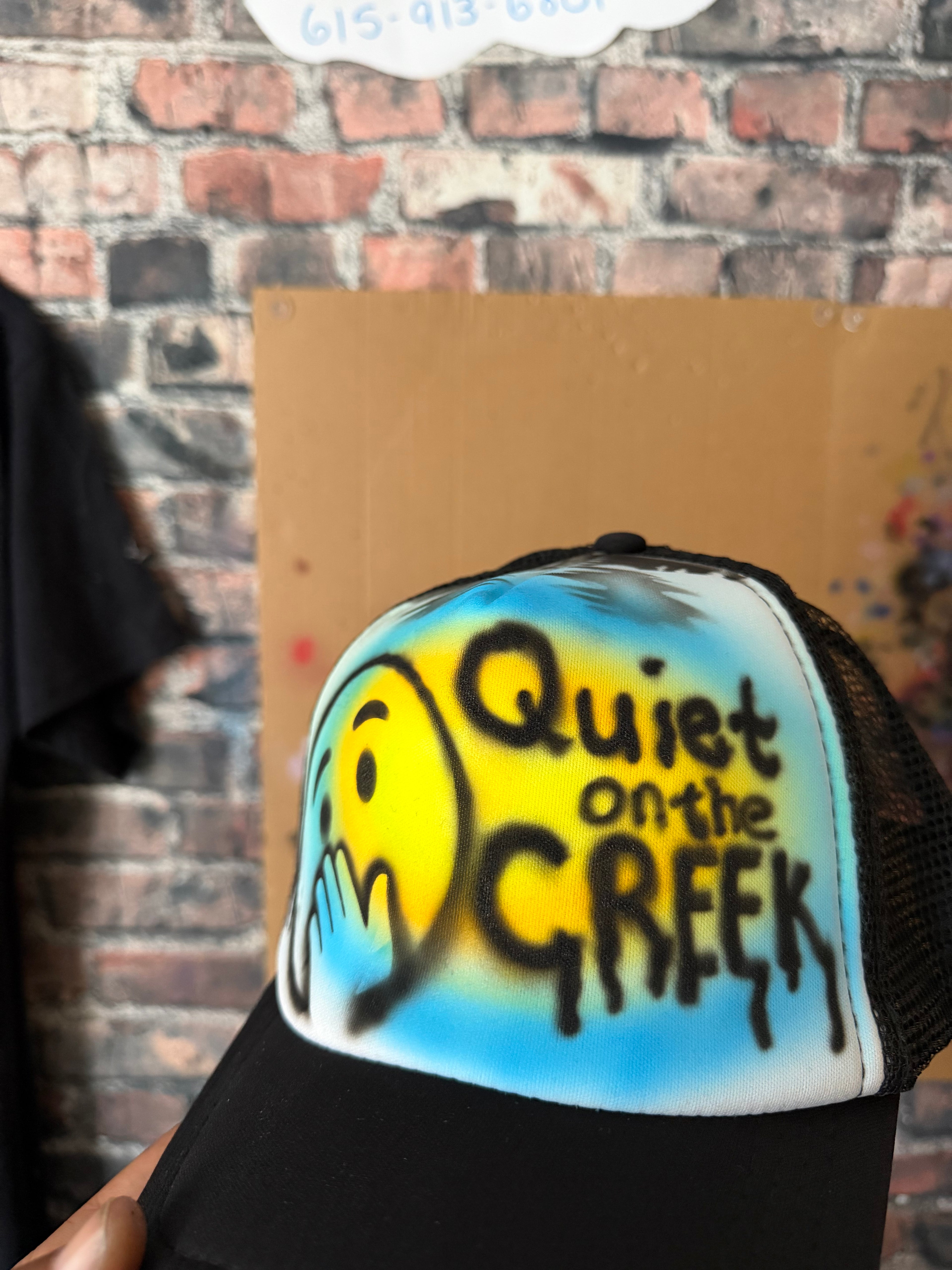 Quiet on the creek airbrush hat