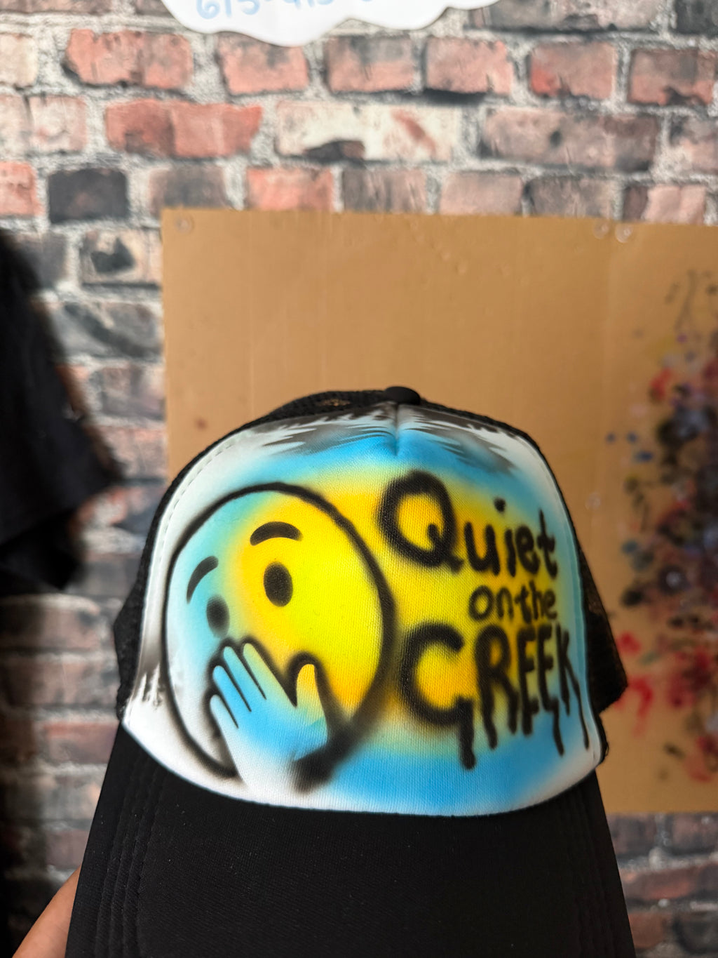 Quiet on the creek airbrush hat